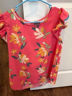 Pink floral blouse